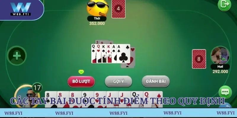 Các tay bài được tính điểm theo quy định
