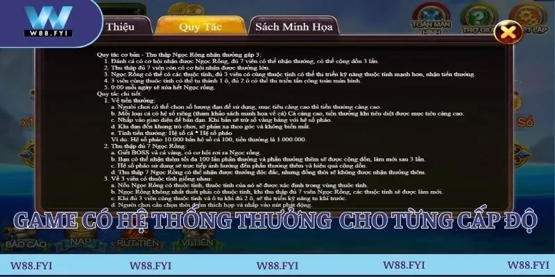 Game sở hữu hệ thống thưởng hấp dẫn cho từng cấp độ 