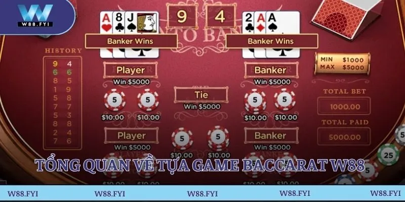 Tổng quan những đặc điểm chung về Baccarat W88